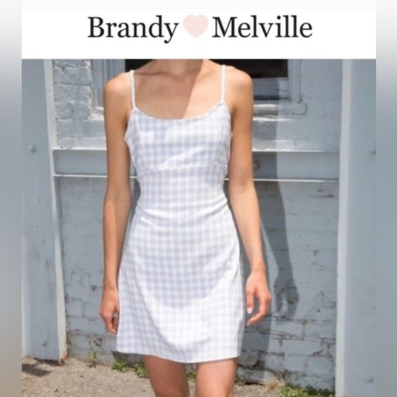β
 Brandy Melville John Galt Colleen White Blue Paid Gingham Mini Dress β
 - Picture 14 of 14